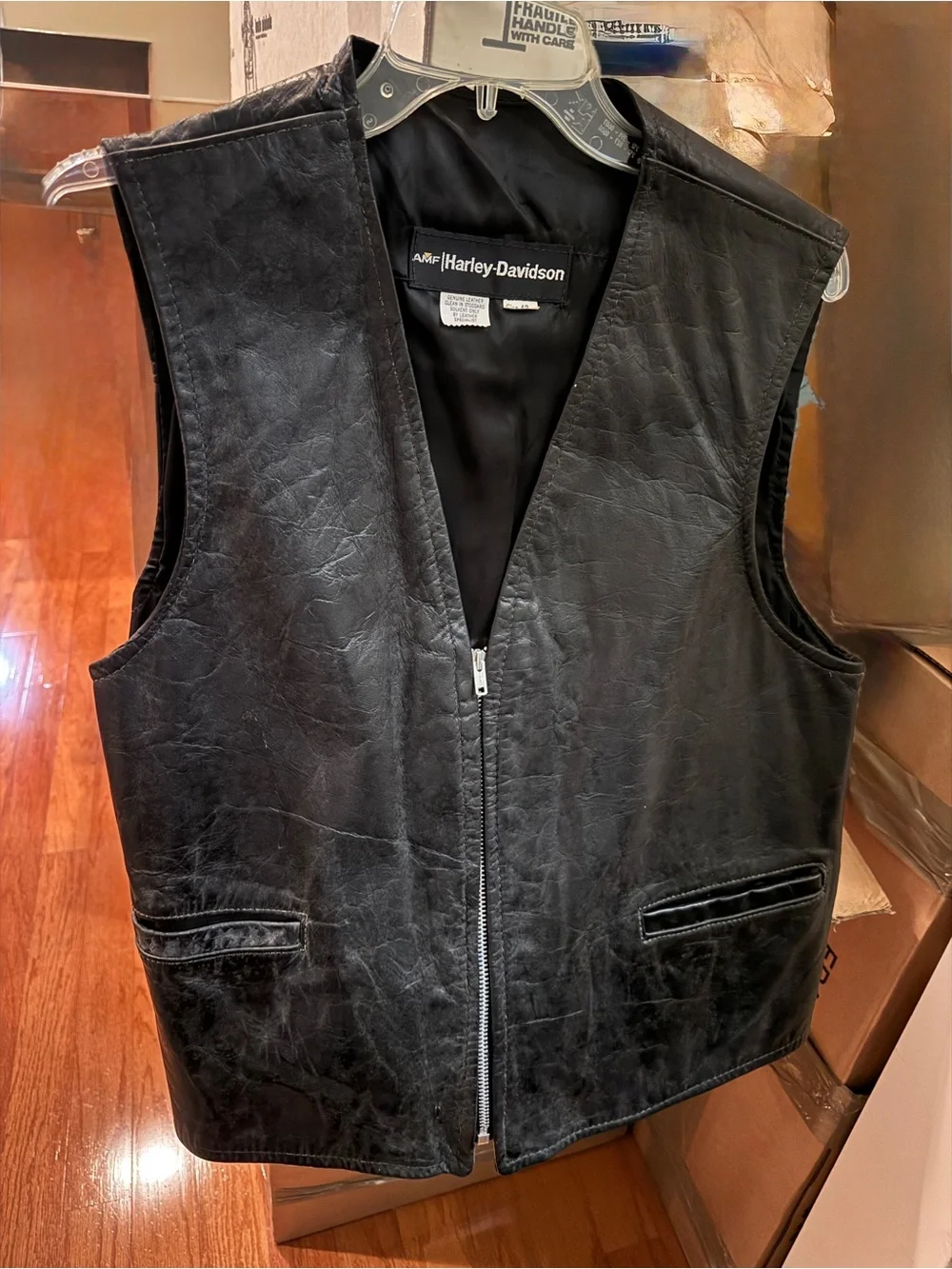 Harley-Davidson Black Leather Zip Vest